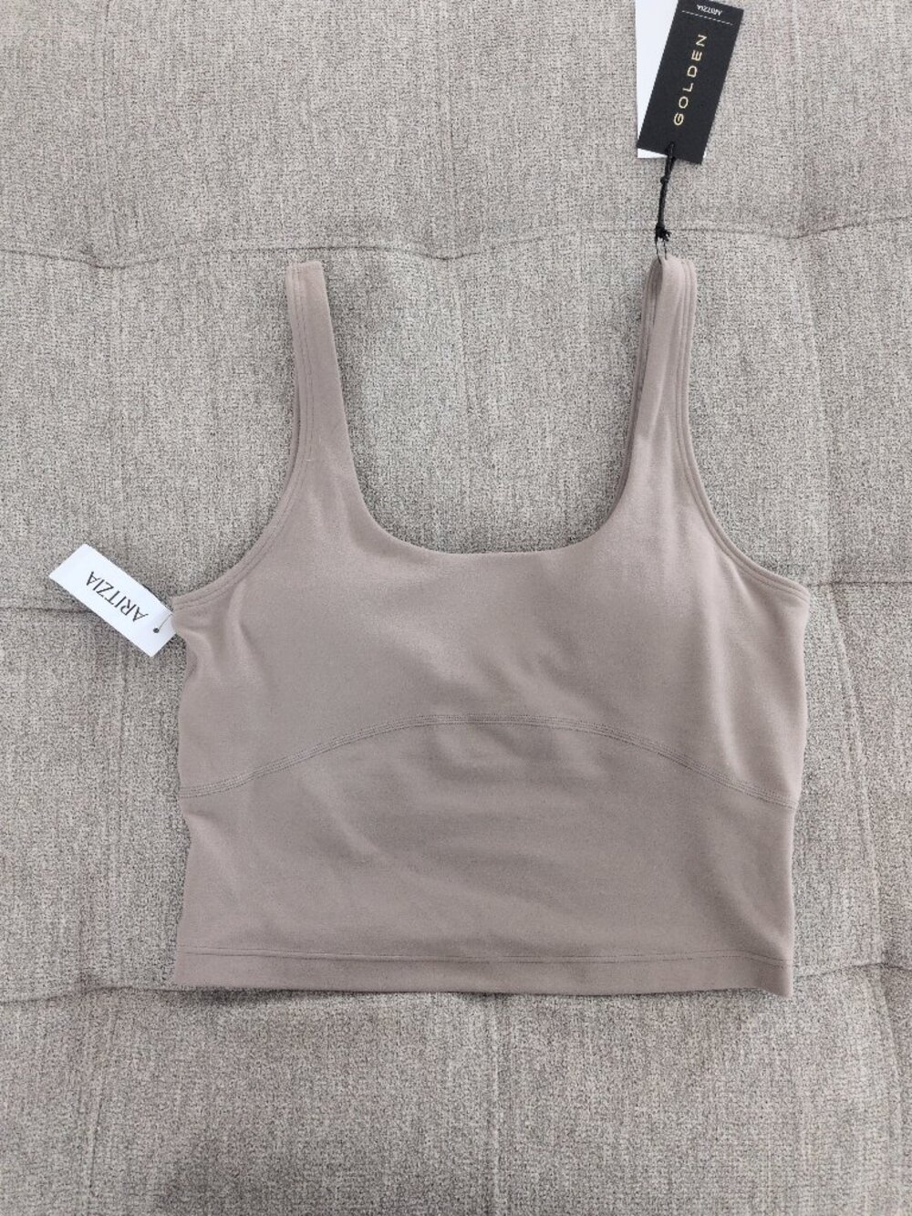 Aritzia Tna Golden Cropped Tank\Bra Taupe